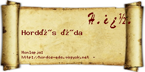 Hordós Éda névjegykártya